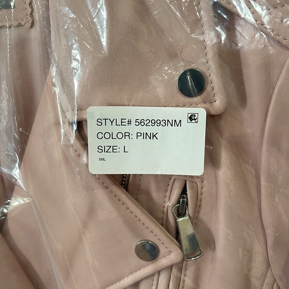 *Price Firm* Brand New Neiman Marcus Exclusive Pink Leather Moto Jacket Sz L - Picture 13 of 16
